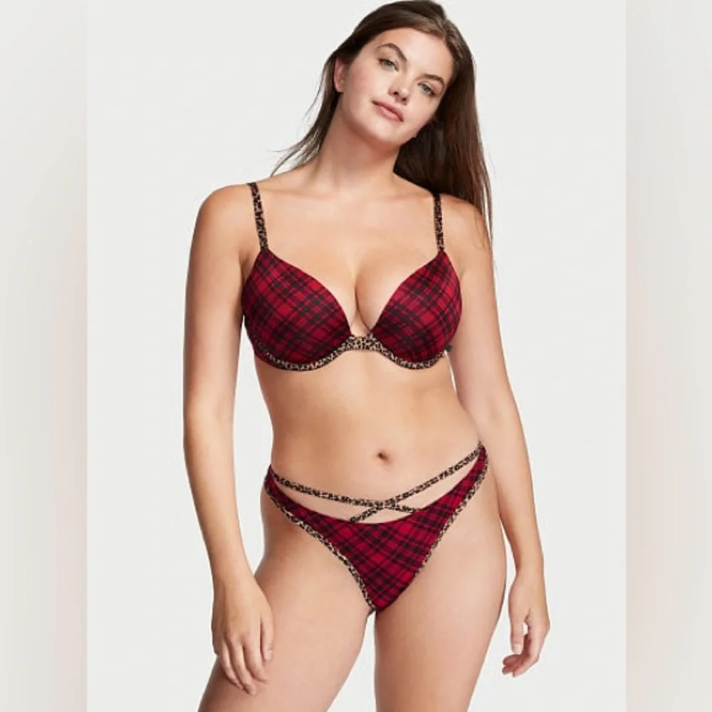 Victoria’s Secret Strappy Plaid Thong NWT - Picture 2 of 12